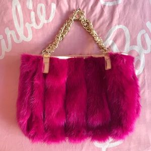 BETSEY JOHNSON◆HOT PINK FUR PURSE◆NEVER USED